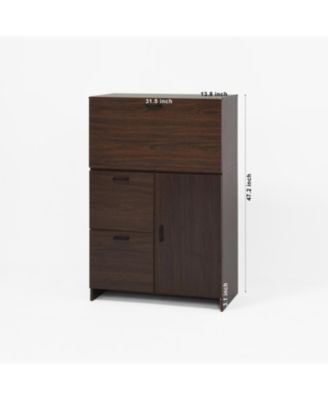 Fold-Up Desk Cabinet with Shelves and Storage