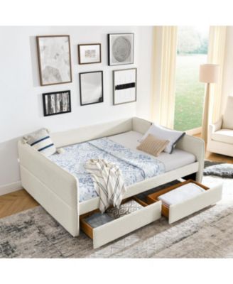  Boucle Tufted Daybed with Trundle and Drawers (Queen)