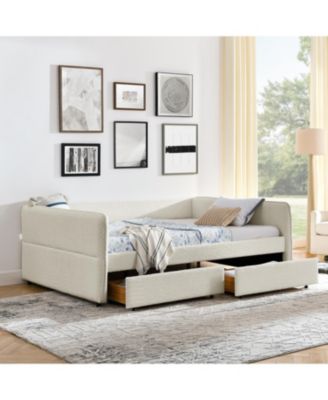  Boucle Tufted Daybed with Trundle and Drawers (Queen)