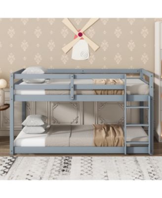 Twin over Twin Loft Bed with Ladder, Solid Wood