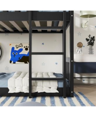 Triple Bunk Bed, Twin over Twin over Twin, Rubber Wood