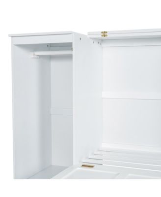 Twin Size Murphy Bed with Bedside Shelves and Wardrobe