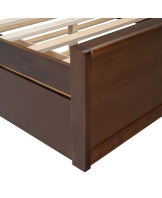 Queen Size Rattan Headboard Bed with Two Drawers and Trundle