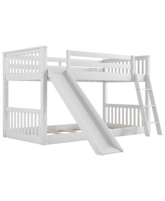 Twin over Twin Wood Convertible Slide and Ladder Bunk Bed