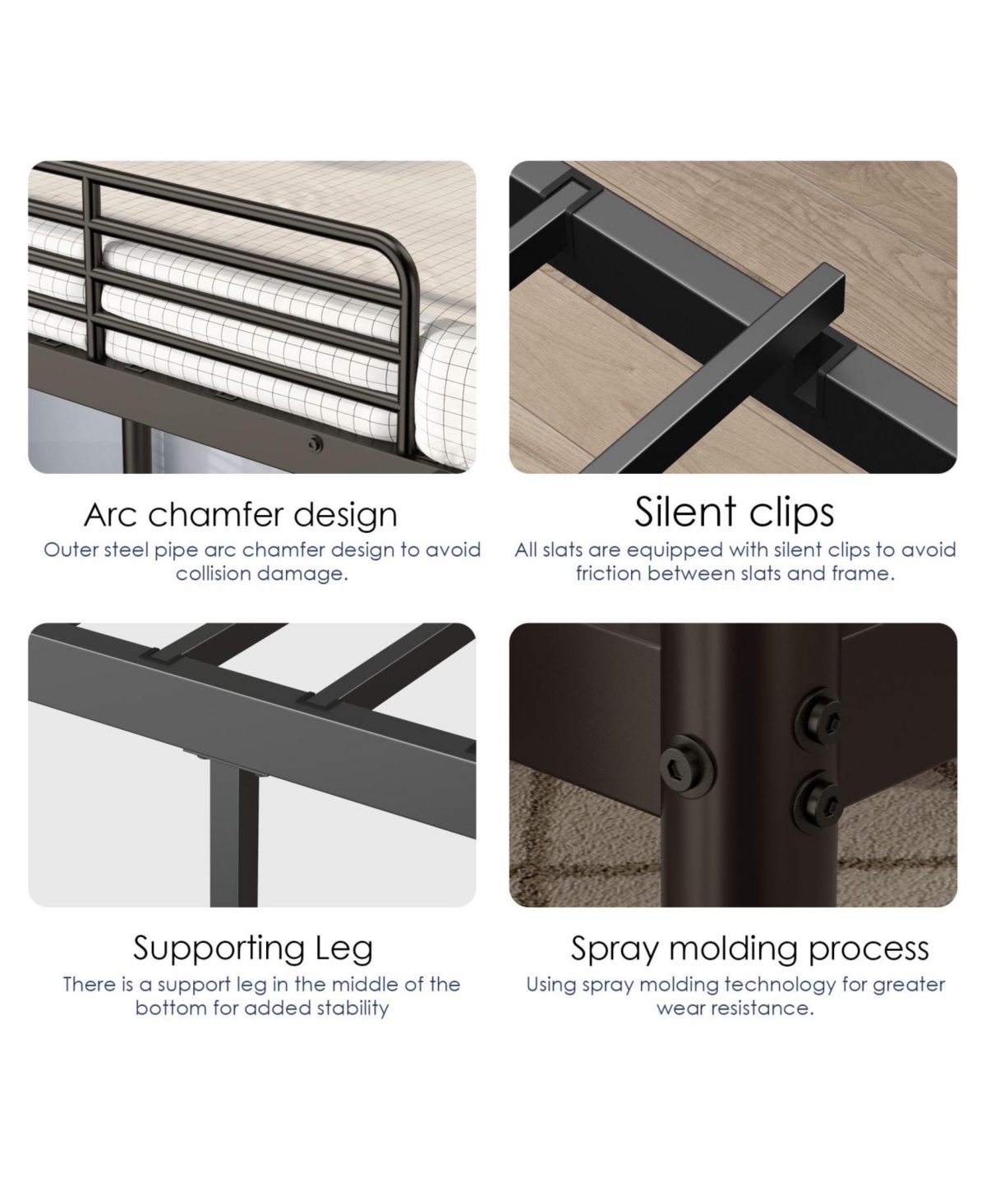 Streamdale Furniture Metal Bunk Bed, Twin Over Twin Size