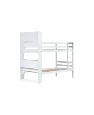 Twin Over Twin Bunk Bed with Shelves and Guardrails, Convertible to 2 Beds