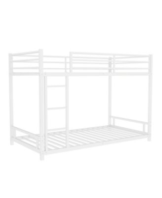 Metal Twin over Twin Bunk Bed/ Heavy-duty Sturdy Metal/ Noise Reduced/ Safety Guardrail/No Box Spring Needed