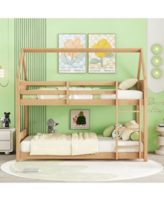 Streamdale Twin Over Twin Bunk Bed with Headboards and Safety Guardrails