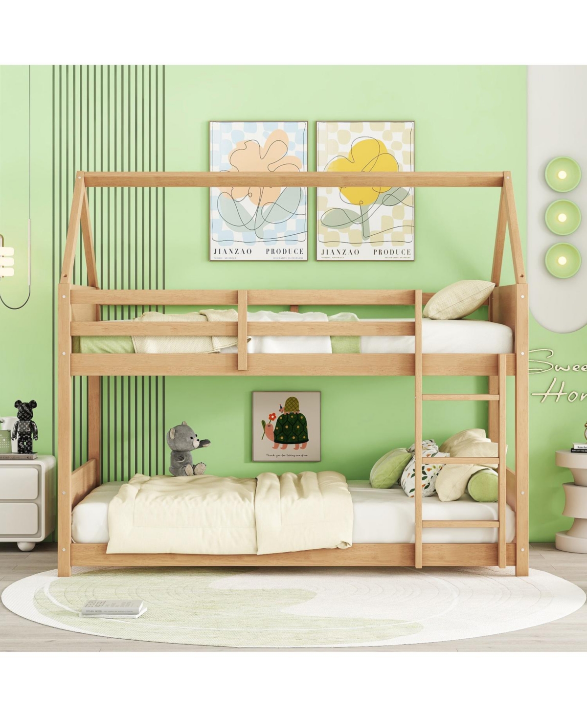 Streamdale Furniture Streamdale Twin Over Twin Bunk Bed with Headboards and Safety Guardrails