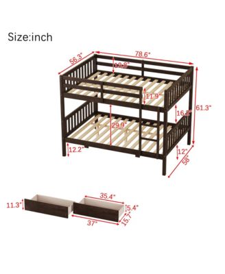 Streamdale Full-Size Bunk Bed with Drawers, Convertible to 2 Full Beds
