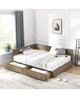 Upholstered Full Size Bed Frame with Velvet Backrest