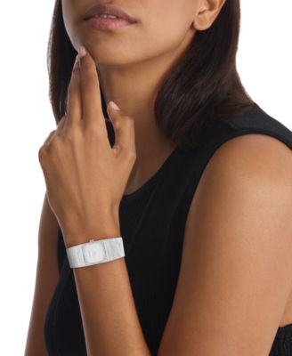 Women's Sophisticated Square Silver Tone Stainless Steel Bracelet Watch, 20mm