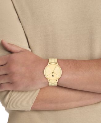 Men's Real Gold Tone Stainless Steel Mesh Bracelet Watch, 42mm