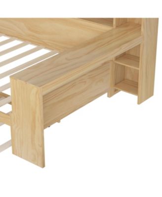Wooden Twin Daybed with Storage, Trundle, and Desk