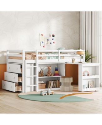  Multifunctional Loft Bed with Storage, Desk, and Safety Features