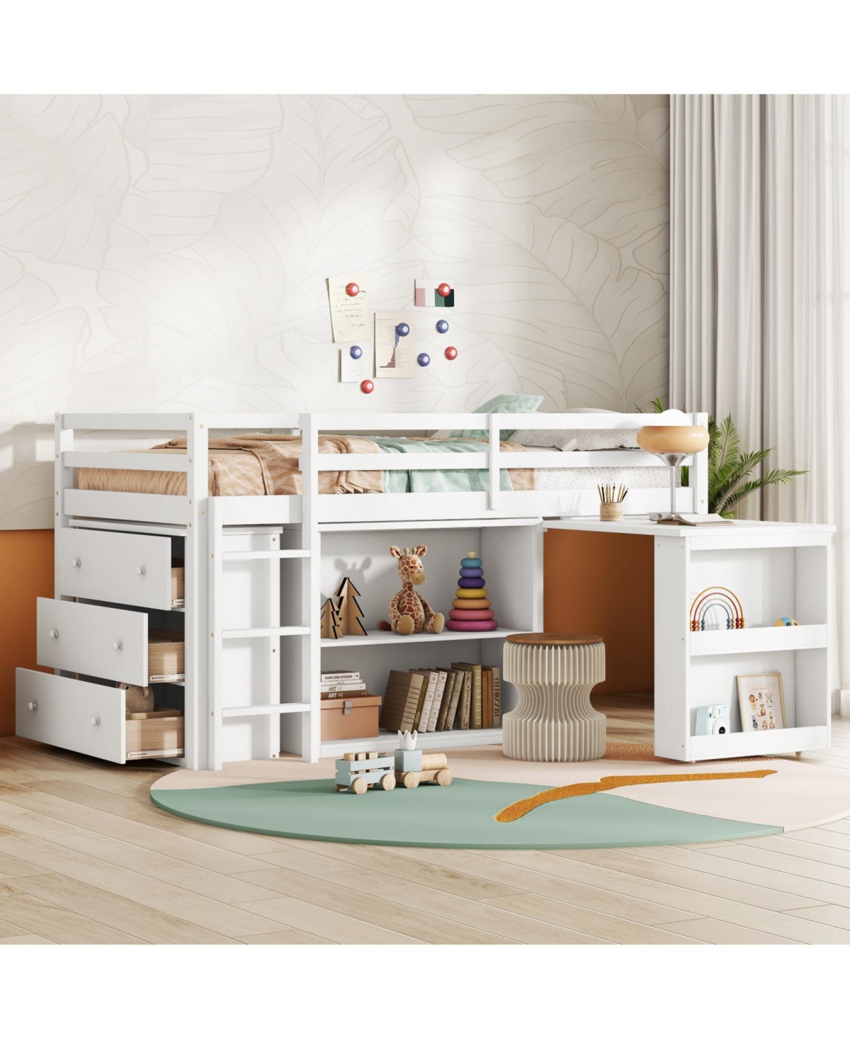Streamdale Furniture Multifunctional Loft Bed with Storage, Desk, and Safety Features