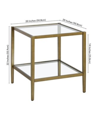 Hera 20" Wide Square Side Table with Glass Shelf