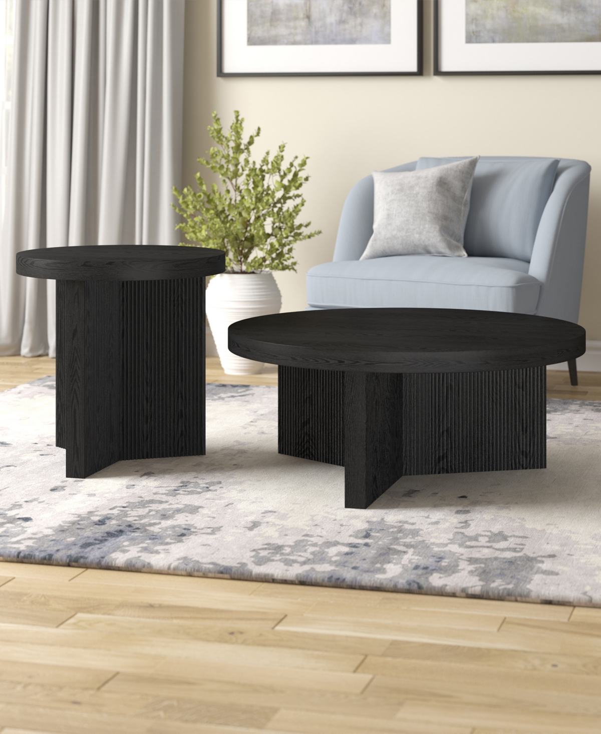 Hudson & Canal Holm 22" Wide Round Fluted Side Table