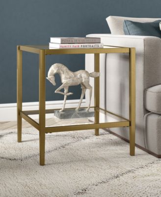 Hera 20" Wide Square Side Table with Glass Shelf