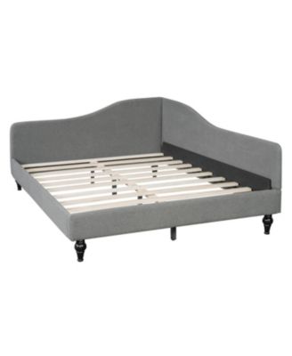 Full Size L-Shaped Linen Daybed, with Solid Wood Legs