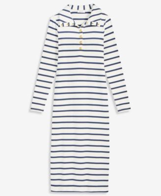 Women's Striped Sailor Knit Midi Dress