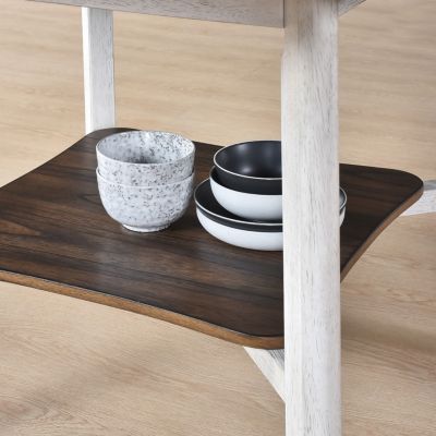 Round Dining Table With Shelf Height 30 inch Modern Farmhouse Retro Design