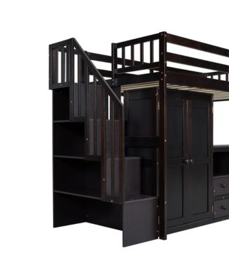 Twin Loft Bed with Stairs & Storage