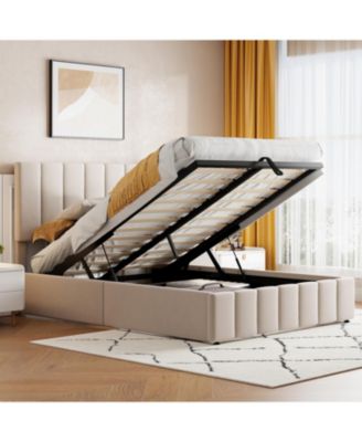 Full size Upholstered Platform bed with a Hydraulic Storage System