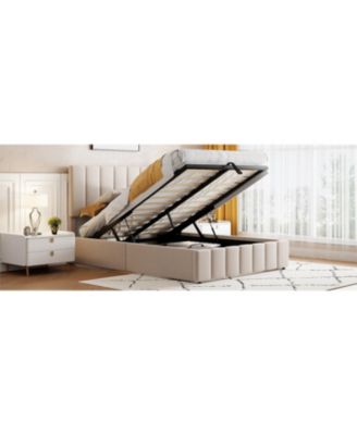 Full size Upholstered Platform bed with a Hydraulic Storage System