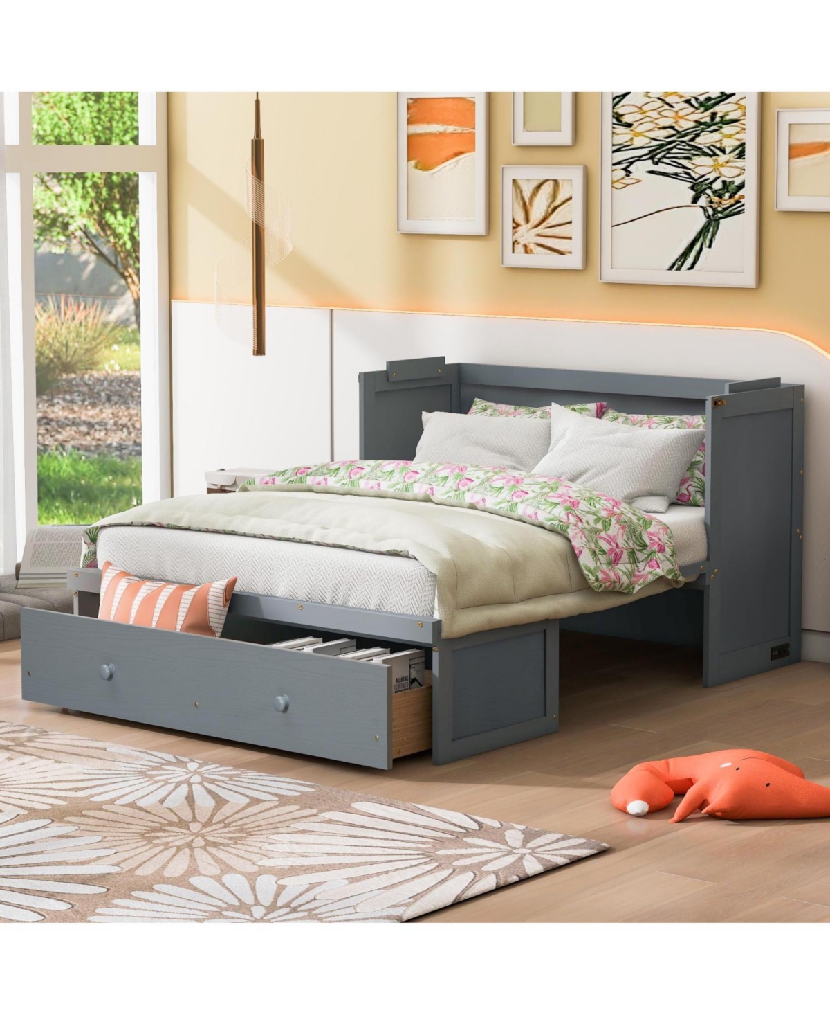 Streamdale Furniture Full Murphy Bed with Usb Port and a Large Drawer