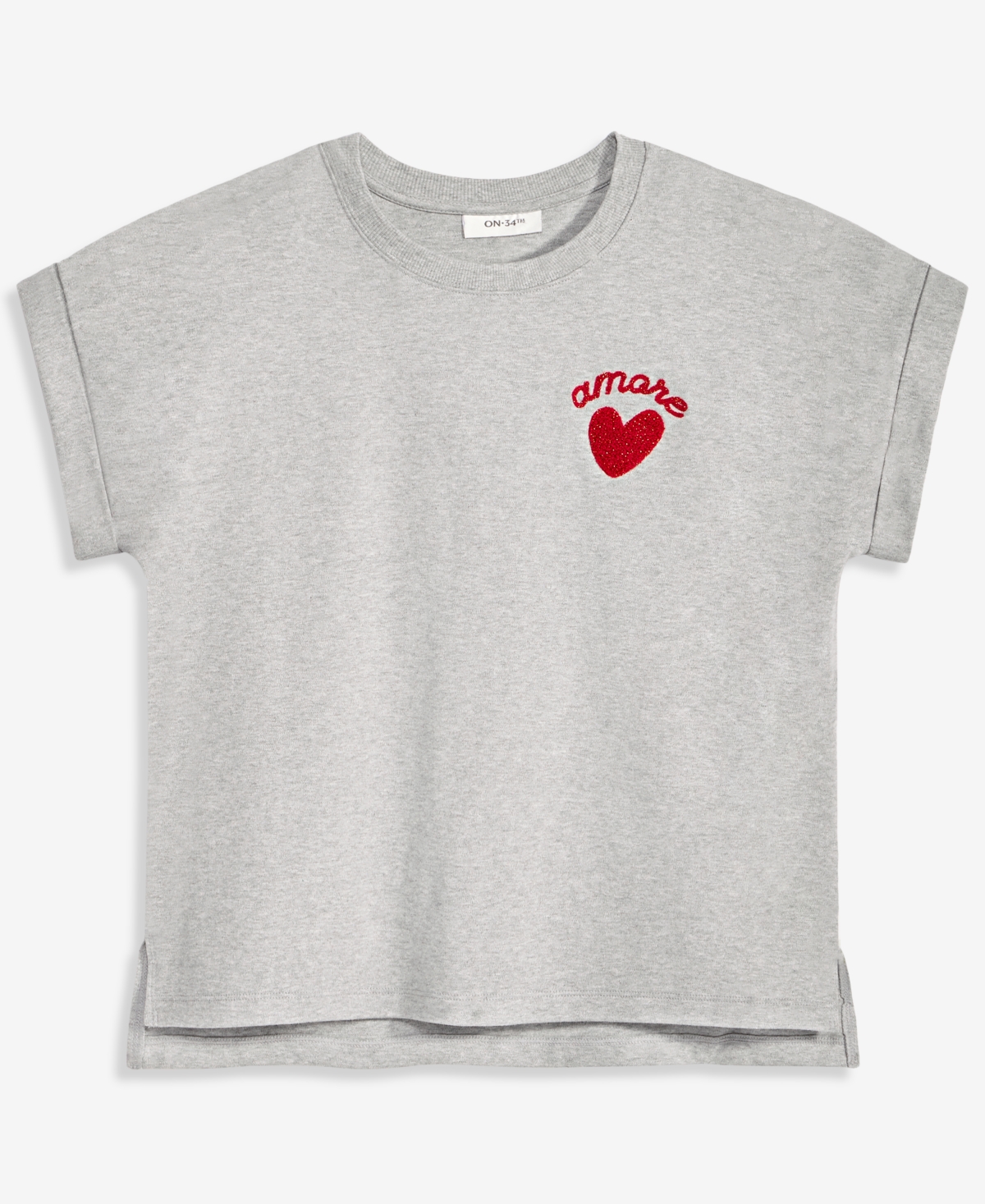 On 34th Women's Cuffed Amore Embroidered T-Shirt, Macy's Exclusive
