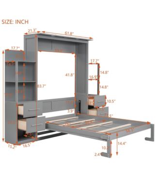 Murphy Bed Wall Bed With Shelves, Drawers LED