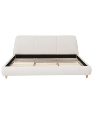 White Linen Upholstered Bed Frame