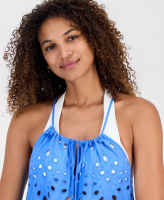 Women's Tiered Eyelet Maxi Dress Swim Cover-Up