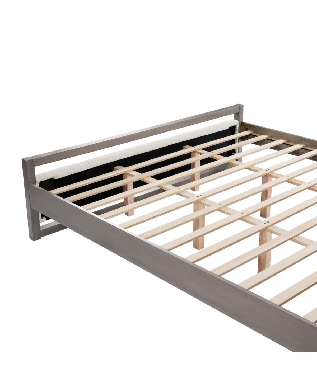 Streamdale Furniture King Bed with Boucle fabric Headboard Wood Frame