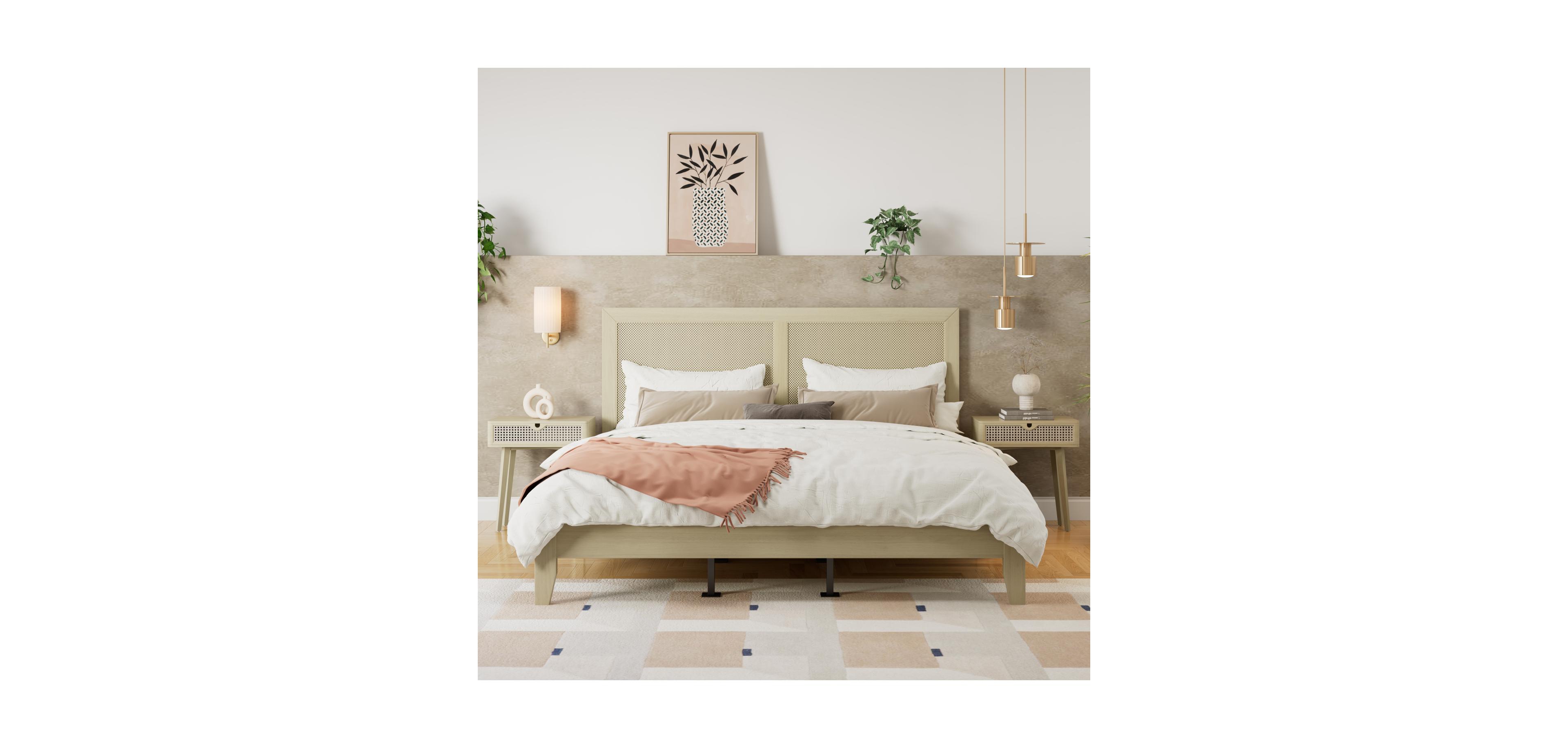 Streamdale Furniture Solid Wood Platform King Bed With