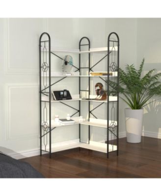 5-Tier Industrial Corner Bookshelf