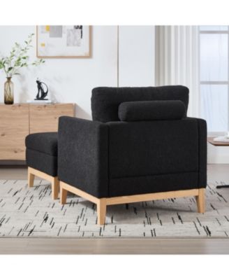 Farmhouse Upholstered Accent Chair & Ottoman