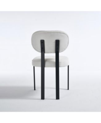 Boucle Dining Chairs Set of 2 Black Metal Legs