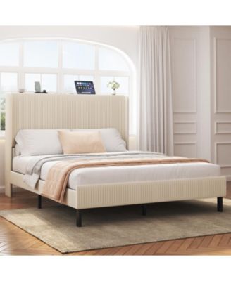 Queen Platform Bed with Charging Station