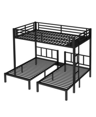 Twin/Queen Metal Triple Bunk Bed - Black