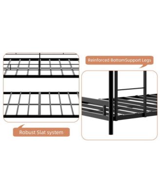 Triple Frame Bed w/ Ladder & Railing - Floor Safe, Easy Assembly