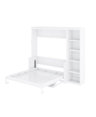 Full Size Wood Murphy Bed with Desk and Bookshelf