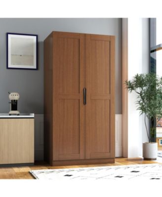 Walnut Kitchen Pantry Cabinet with Doors & Shelves