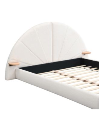 Unique Arched Boucle Bed with Small Table, Queen
