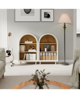 Arched & Woodgrain 3-Shelf Bookcase