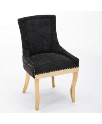 Chenille Dining Chairs, Gold Legs, Rivet Trim