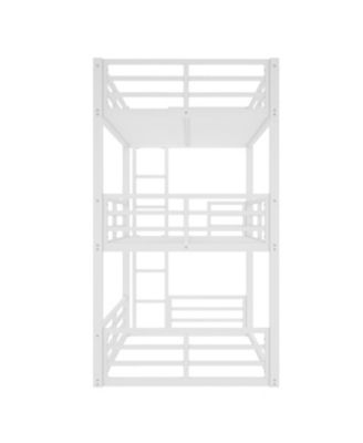  Triple Twin XL Metal Bunk Bed with Guardrails