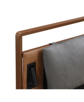 1 Count Leather Queen Bed with 2pcs Night Lights