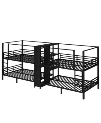 Quadruple Metal Bunk Bed w/ Storage & Wardrobe